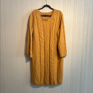 Plus size yellow/orange Jessica London cabled sweater dress